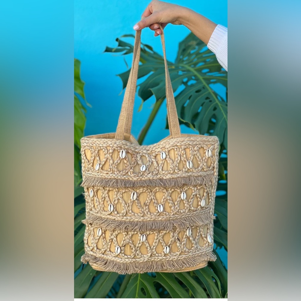 Salt + Umber Isla Jute‎ Seashell Tote New with Tags